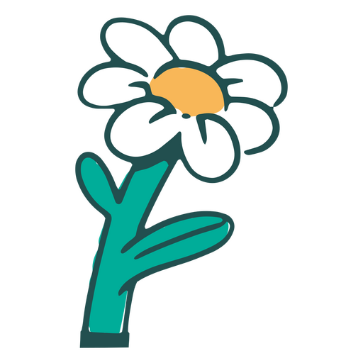 Gänseblümchen-Blumen-Doodle-Symbol PNG-Design