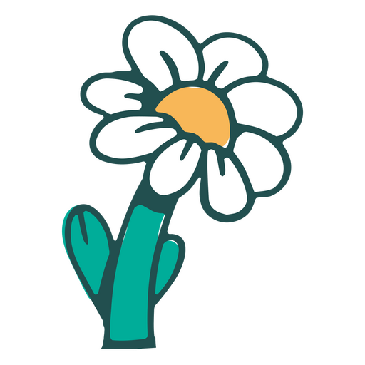 White daisy with green leaves PNG Design