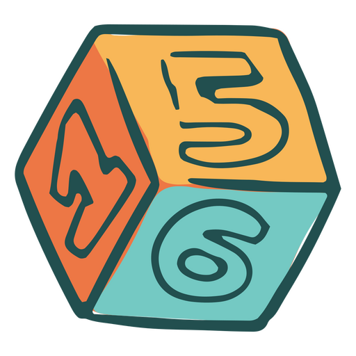 Cubo colorido com o número 5 Desenho PNG