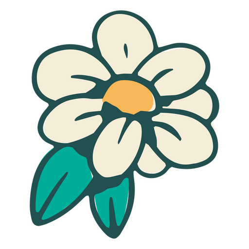 Weiße Blume mit grünen Blättern PNG-Design