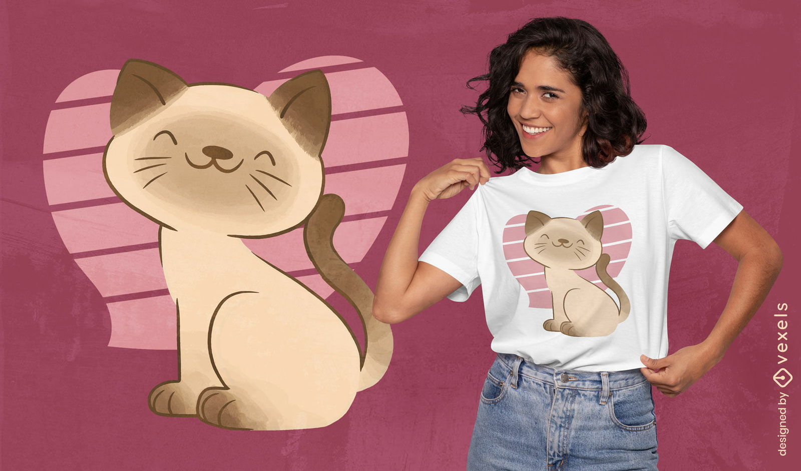 Lindo design de camiseta de gato siamês