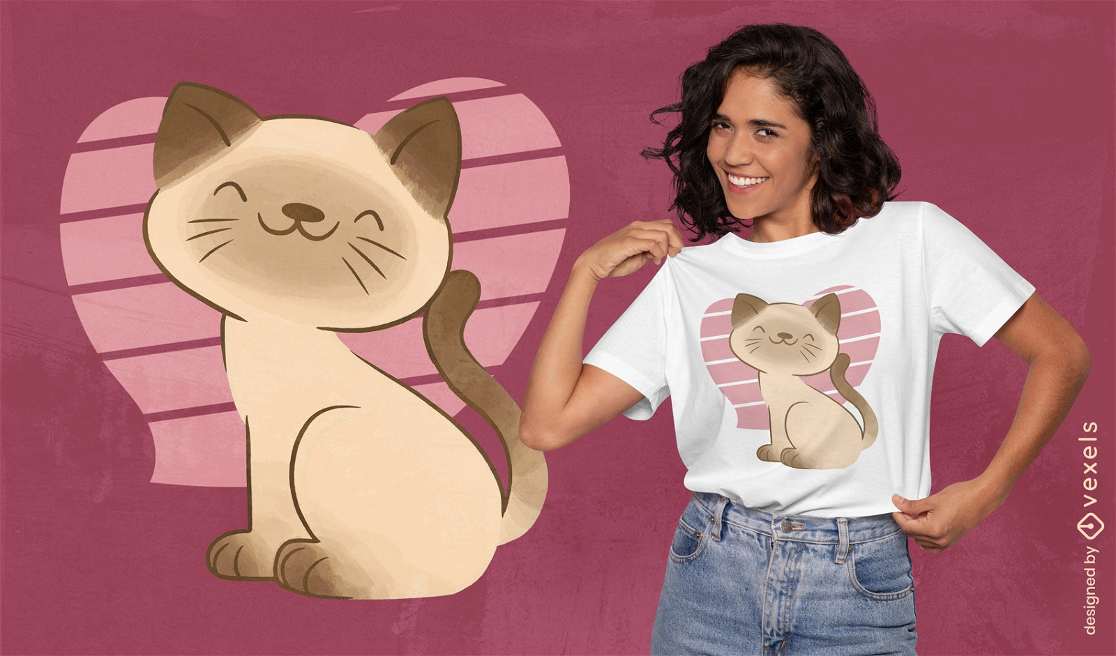 Lindo design de camiseta de gato siam?s