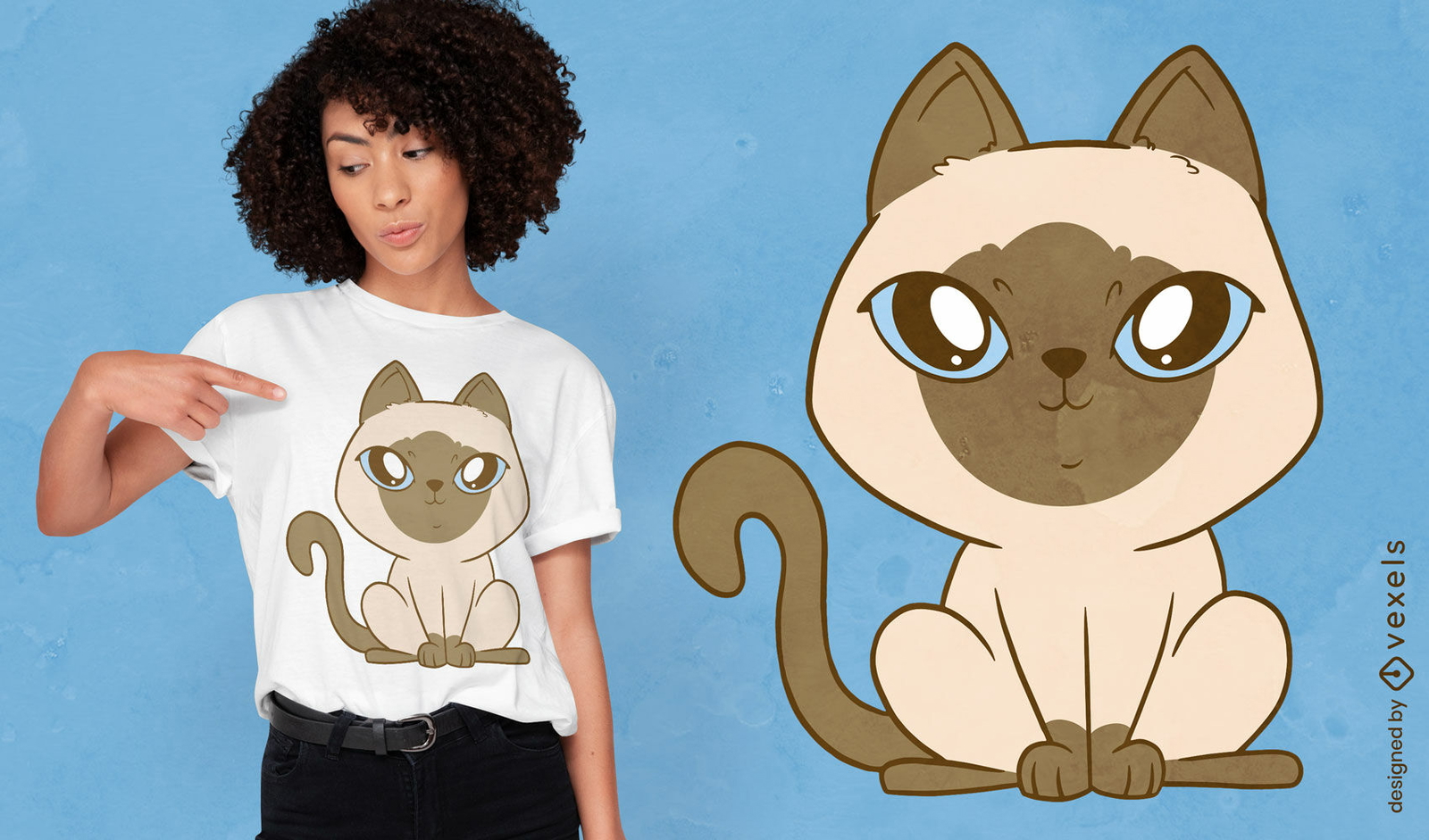 Design de camiseta de gatinho siamês