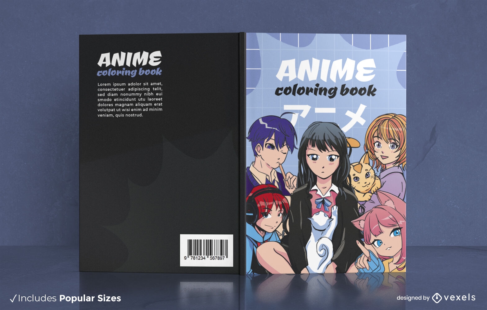 Baixar Vetor De Desenho Da Capa Do Livro De Colorir Para Meninas Anime Chibi