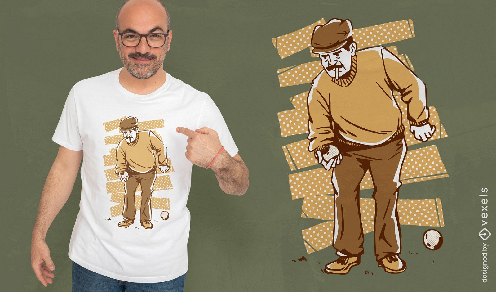 Boule-Spieler-Mann-T-Shirt-Design