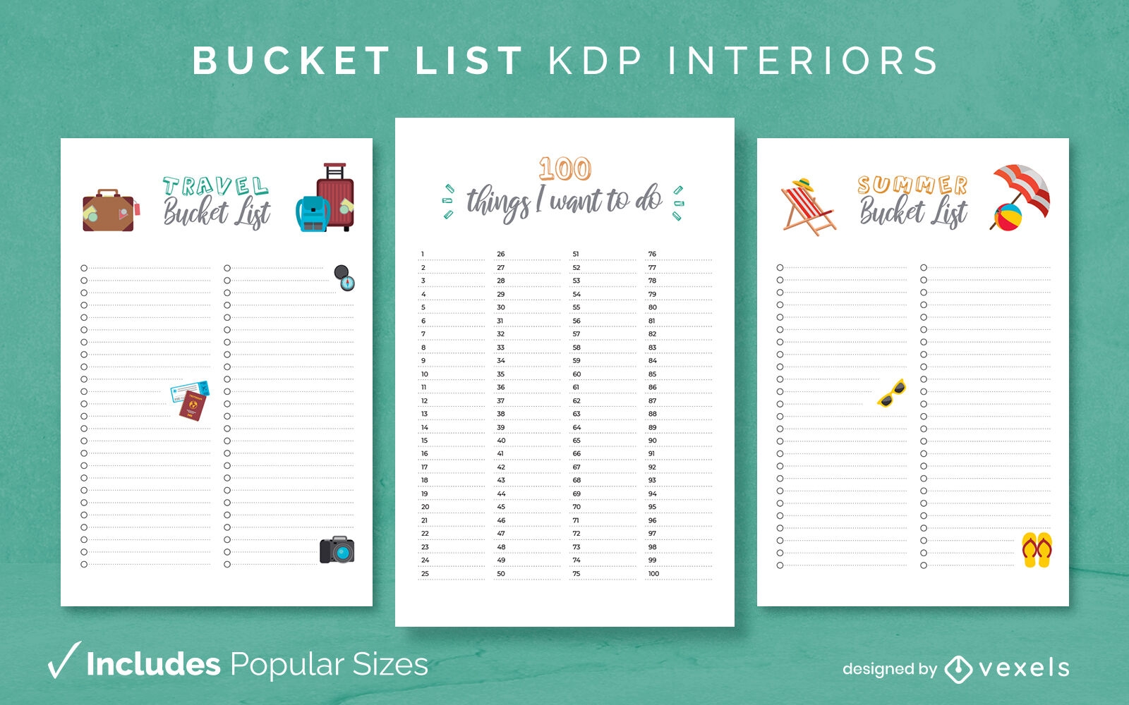 Divertida lista de deseos Páginas de diseño de interiores de KDP