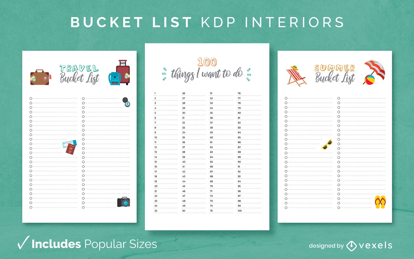 Lista de baldes divertidas Páginas de design de interiores do KDP