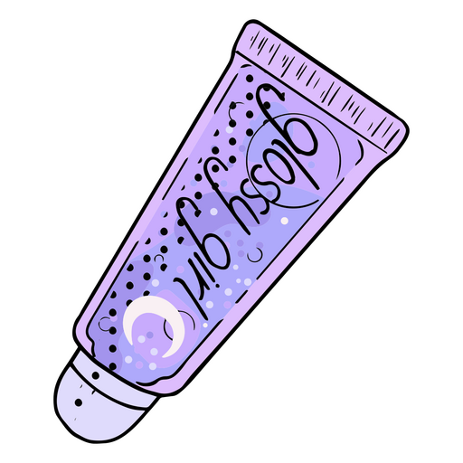 Tubo de brillo de labios con un tubo morado. Diseño PNG