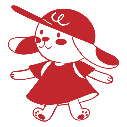 Cão de desenho animado com um chapéu vermelho usando um chapéu Desenho PNG