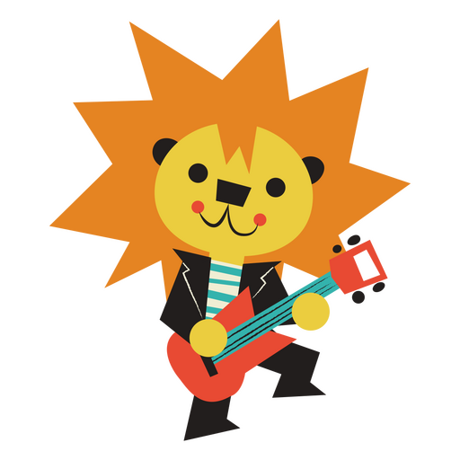 Cartoon lion playing a guitar PNG Design