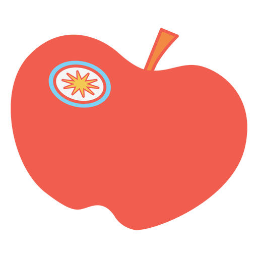 Manzana roja con una estrella. Diseño PNG