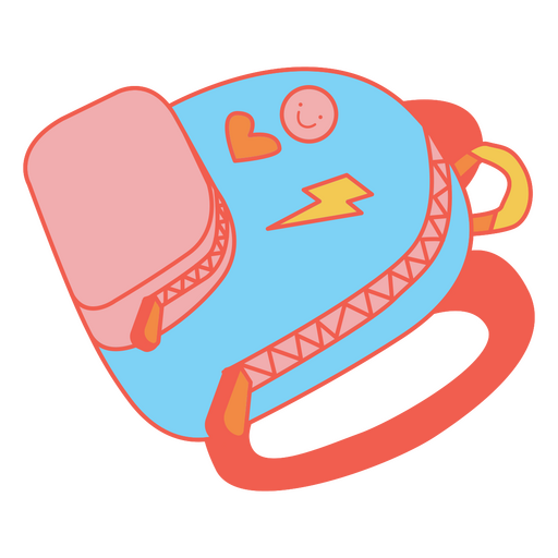 Blau-rosa Rucksack mit Herz darauf PNG-Design