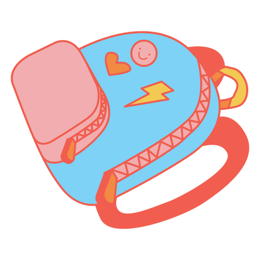 Mochila azul e rosa com coração Desenho PNG