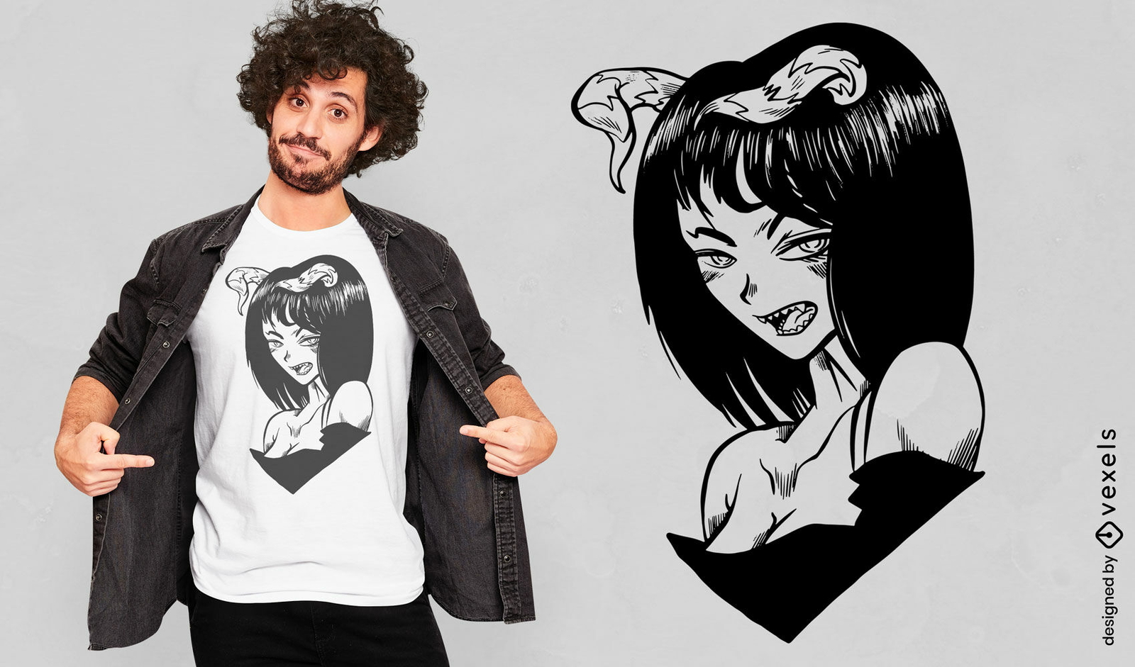 Diseño de camiseta de súcubo de chica anime