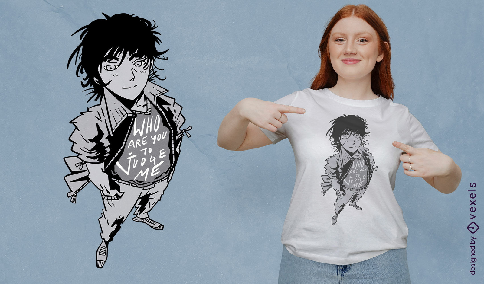 Design de camiseta de personagem de anime japonês