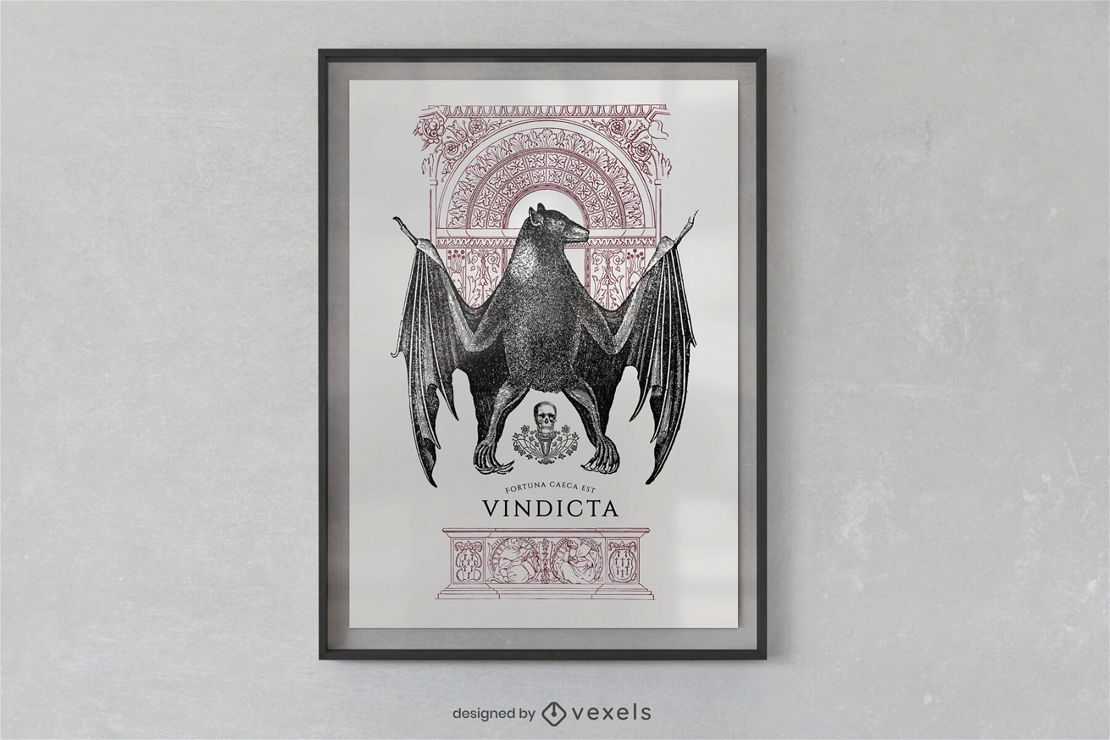 Design de cartaz de porta de mandala animal morcego