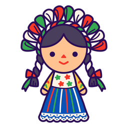 Mexican Girl In Traditional Dress PNG & SVG Design For T-Shirts