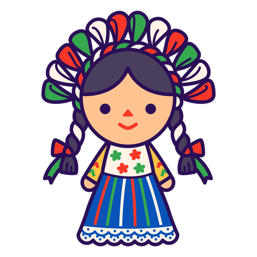 Mexican girl in traditional dress PNG Design