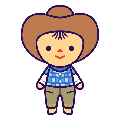 Cowboy de desenho animado vestindo uma camisa xadrez e chap?u de cowboy Desenho PNG