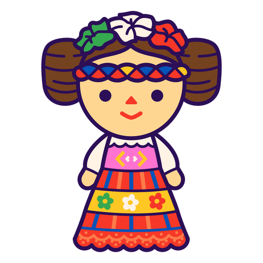 Mexican girl in a colorful dress PNG Design
