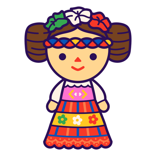 Mexican Girl In A Colorful Dress PNG & SVG Design For T-Shirts