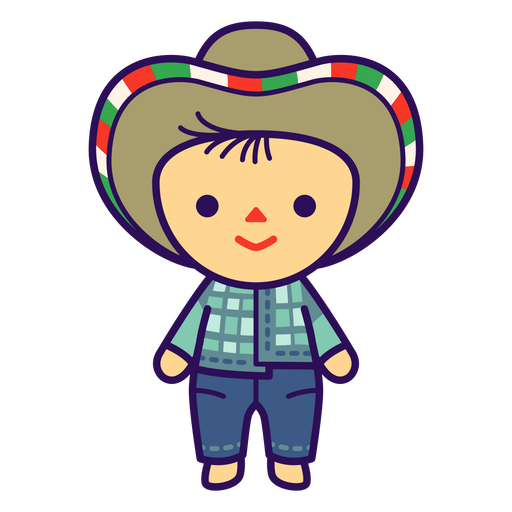 Niño mexicano de dibujos animados con sombrero y jeans Diseño PNG