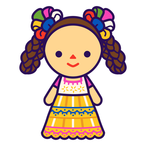 Mexican girl in a colorful yellow dress PNG Design