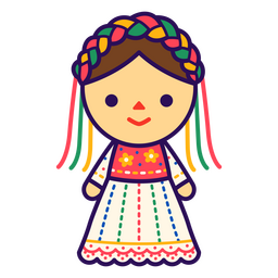 Cartoon Girl In A Traditional Dress PNG & SVG Design For T-Shirts