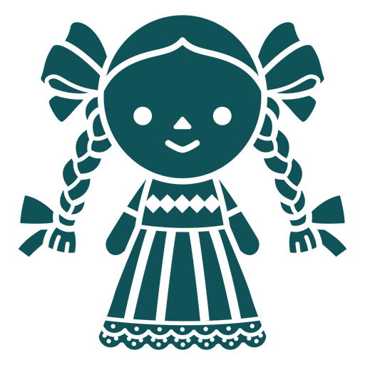 Chica verde con un vestido mexicano con trenzas. Diseño PNG
