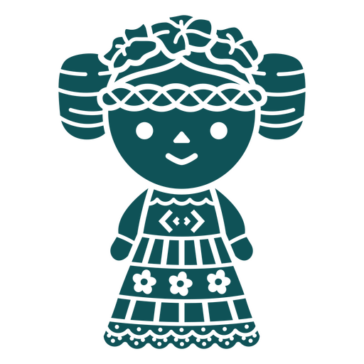 Mädchen in einem Kleid mit einer Blume im Haar PNG-Design