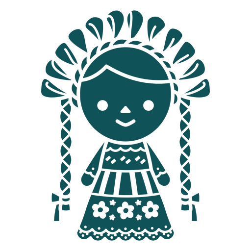 Garota com um vestido tradicional com tranças Desenho PNG