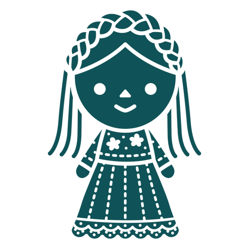 Mädchen mit geflochtenen Haaren in einem blauen Kleid PNG-Design