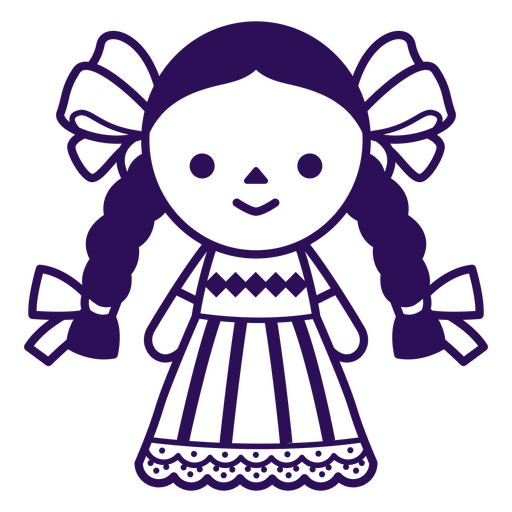 Garota com um vestido roxo com um laço na cabeça Desenho PNG