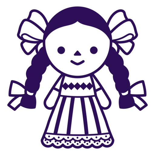 Girl in a purple dress with a bow on her head PNG Design