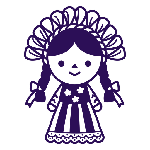 Lila Silhouette eines Mädchens in einem traditionellen Kleid PNG-Design