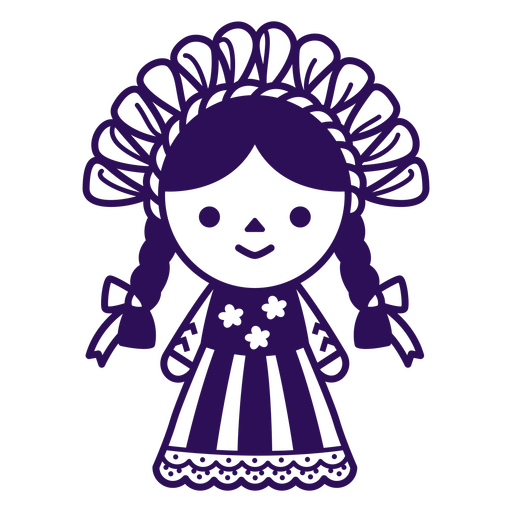 Purple silhouette of a girl in a traditional dress PNG Design