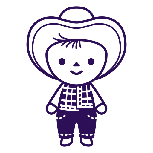 Garoto com um chapéu de cowboy roxo Desenho PNG