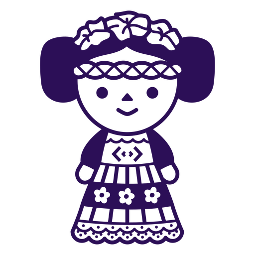 Purple silhouette of a girl in a dress PNG Design