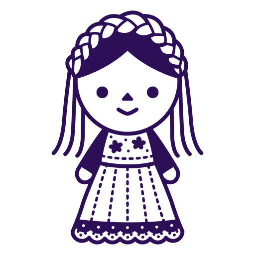 Garota com um vestido roxo com tranças Desenho PNG