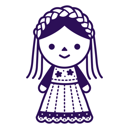 Mädchen in einem lila Kleid mit Zöpfen PNG-Design