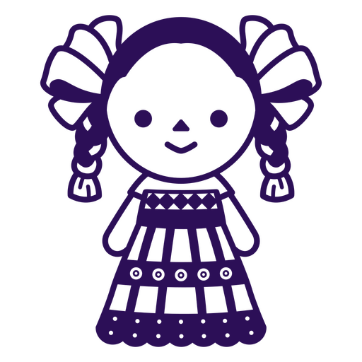 Garota com um vestido roxo com laços na cabeça Desenho PNG