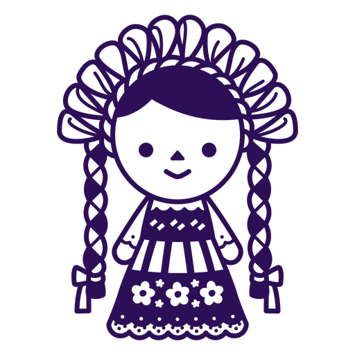 Icono morado de una chica con un vestido. Diseño PNG