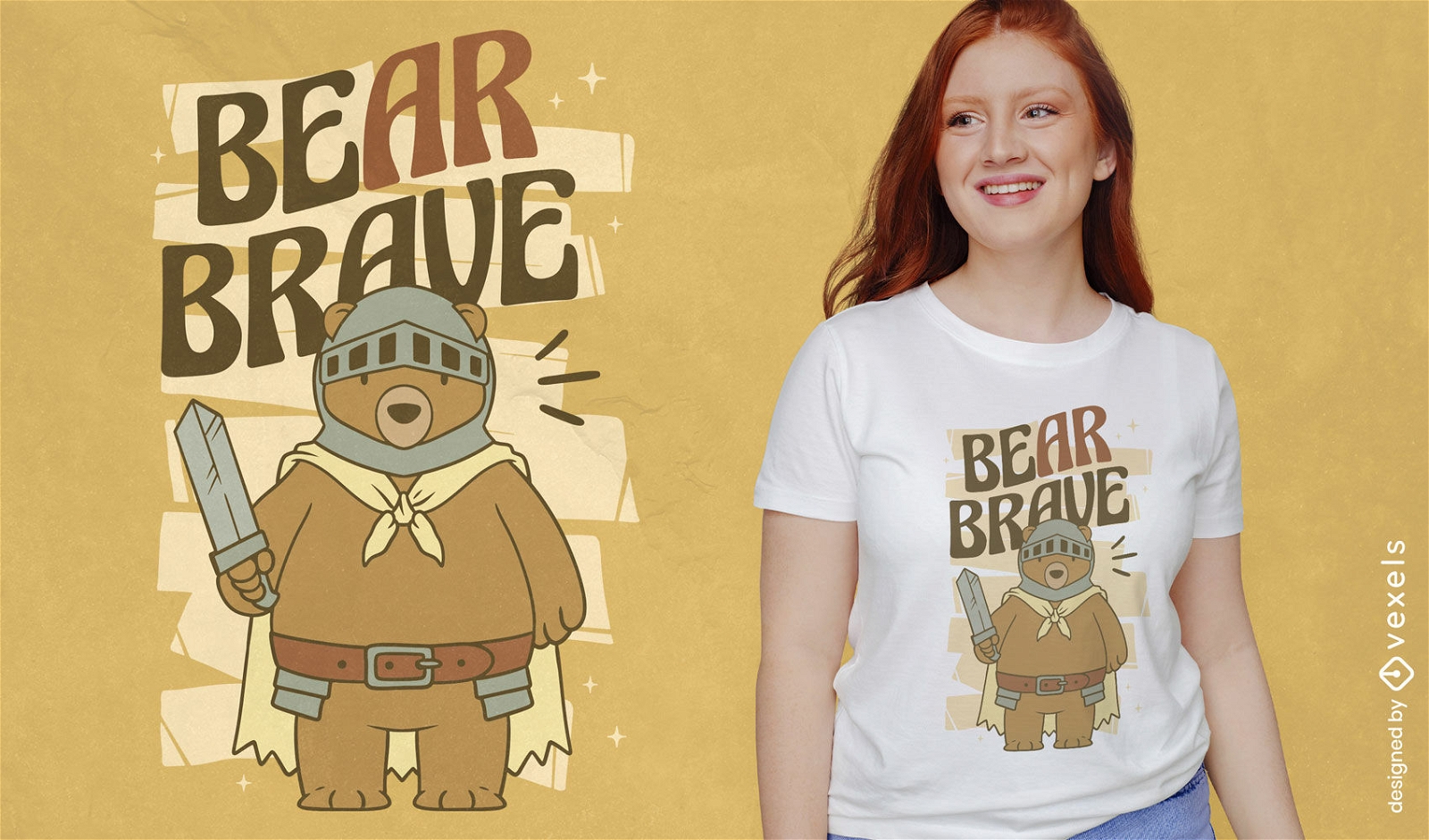 Design de camiseta de guerreiro animal urso