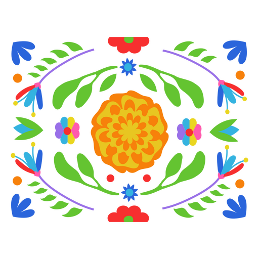 Colorido patrón floral mexicano Diseño PNG