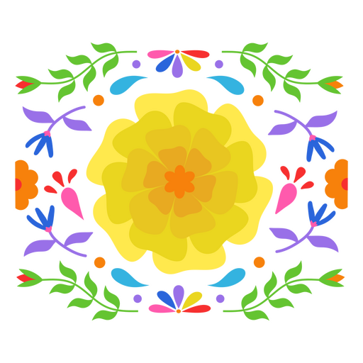 Dise?o floral amarillo mexicano. Diseño PNG