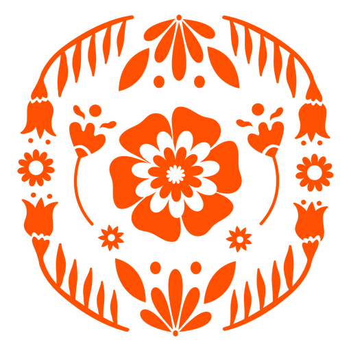 Flor de naranja en un c?rculo. Diseño PNG