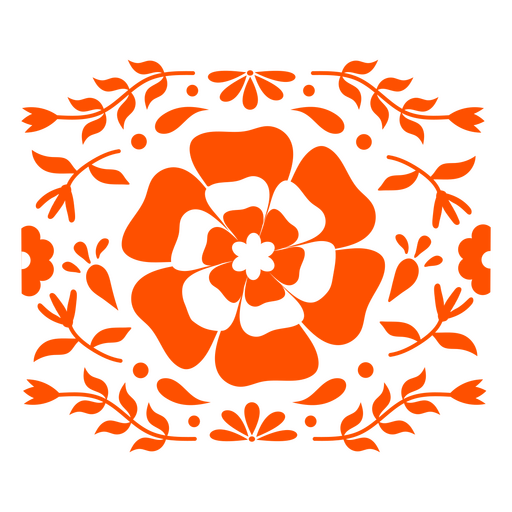 Orange flower with leaves pattern PNG Design
