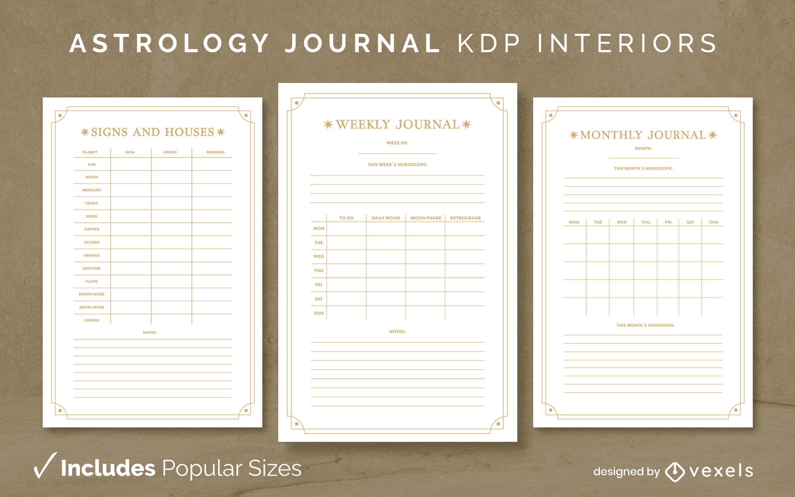 Diario de astrología Plantilla KDP Diseño de interiores