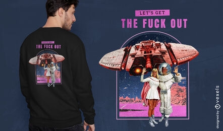 Retro space astronaut couple t-shirt design