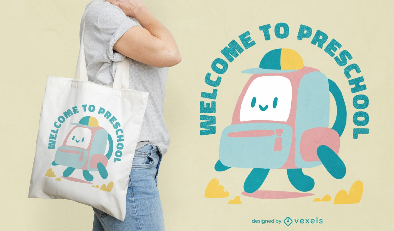 Backpack character preschool tote bag design
